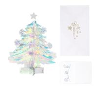 Ujjdwiurgh Adorno 3D para árbol de Navidad, mini árbol de película de neón, juego de sobres de tarjetas de felicitación, decoración de escritorio para el hogar y la oficina