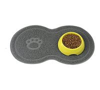 Ujjdwiurgh Alfombrilla de PVC para comida de mascotas, impermeable, antideslizante, alfombrilla de alimentación para mascotas, bandeja de alimentación para gatos y perros (gris)