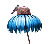 Ujjdwiurgh Alimentador de Botella Azul con Soporte, Comedero para Pájaros en Forma de para Jardín Al Aire Libre