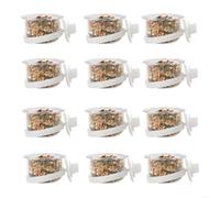 Ujjdwiurgh Alimentador de frutas para pájaros, transparente, 12 unidades, taza de alimentación para pájaros, tornillo de altura ajustable en la jaula