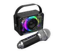 Ujjdwiurgh Altavoz Bluetooth para Cantar en Casa Al Aire Libre, Altavoz de Karaoke InaláMbrico de Graves PortáTil, MicróFono, Juego de Ktv para el Hogar-Negro