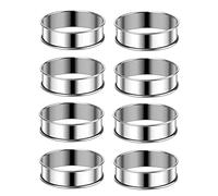 Ujjdwiurgh Anillos para magdalenas de 3.15 pulgadas, 8 anillos de acero inoxidable para magdalenas, moldes de doble enrollado, anillos redondos para tarta
