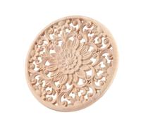 Ujjdwiurgh Apliques redondos de madera tallada con flores para muebles, gabinetes, molduras de madera sin pintar, figura decorativa, 15 x 15 x 0,8 cm