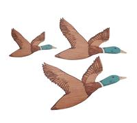 Ujjdwiurgh Arte de pared de pato Mallard de 3 tamaños, decoración de pared de madera tallada para el hogar