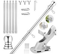 Ujjdwiurgh Asta de bandera de porche inoxidable de 1 pulgada, 6 pies, acero inoxidable, asta de bandera de porche con 360 grados, para deportes al aire libre para bandera