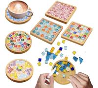 Ujjdwiurgh Azulejos de mosaico para manualidades, kits de mosaico de vidrio de colores mixtos con posavasos de madera para adultos, para decoración del hogar hecha a mano