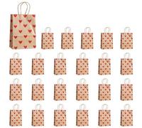 Ujjdwiurgh B 24 Bolsas de Regalo para el DíA de San ValentíN, Bolsas de Dulces, Bolsas de Regalos con Asas, Bolsas de Papel con Forma de CorazóN para Bodas y San ValentíN