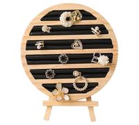 Ujjdwiurgh Bandeja de madera redonda para anillos, pendientes, pulseras, joyas, soporte de almacenamiento, accesorios para mostrador, color negro