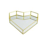 Ujjdwiurgh Bandeja de Tocador con Espejo Vintage Bandeja de Maquillaje CosméTico Bandeja de Tocador Adornada Caja de Soporte para Baratijas de JoyeríA GeoméTrica en Forma de CorazóN