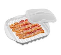 Ujjdwiurgh Bandeja de tocino para microondas con tapa, cocina de tocino de plástico para horno microondas, olla de tocino para microondas con tapa, para tocino