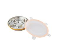 Ujjdwiurgh Bandeja Dividida para Servir con Tapa Bandeja para Aperitivos, Frutas y Verduras, Bandeja de Acero Inoxidable con 5 Compartimentos, Contenedor para Cajas de Aperitivos