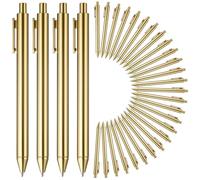 Ujjdwiurgh Bolígrafos retráctiles dorados, juego de 30 piezas a granel en tinta negra, punta media para bodas, despedidas de soltera, negocios y uso en la oficina