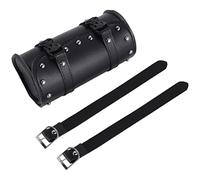 Ujjdwiurgh Bolsa de sillín de cuero universal para motocicleta, herramienta redonda, horquilla para maleta de viaje