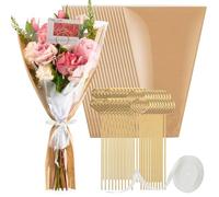 Ujjdwiurgh Bolsas de flores con tarjetero, cintas, 40 piezas de papel de regalo para ramo, papel kraft para cumpleaños, día de la madre