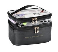 Ujjdwiurgh Bolsas de Maquillaje de Viaje de Gran Capa, Bolsa de Maquillaje Transparente, Organizador, Bolsa para el Cuidado de la Piel, Bolsa Organizadora de Maquillaje en Capa, Color Negro