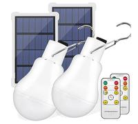 Ujjdwiurgh Bombillas solares portátiles recargables por USB, bombillas LED de emergencia con temporizador remoto para cobertizo, senderismo, tienda de campaña, juego de 2