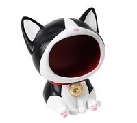 Ujjdwiurgh Bonita estatua de gato para caramelos, decoración de interiores con boca grande que ríe para guardar llaves o accesorios, color negro