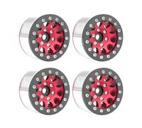 Ujjdwiurgh Borde rojo y negro, 4 piezas de rueda de metal de 1.55 pulgadas para SCX10 Ghost TRX4 TRX6 D90 1/10 RC Crawler Car