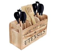 Ujjdwiurgh Caja de almacenamiento de madera rústica con tres compartimentos, vajilla vintage, estante para utensilios de cocina, armario de platos de granja C