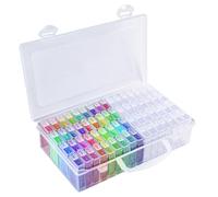 Ujjdwiurgh Caja de almacenamiento de pintura portátil con 64 rejillas, organizador de cuentas de semillas, caja de joyería multifuncional