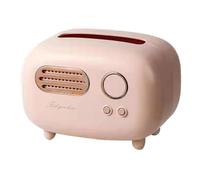 Ujjdwiurgh Caja de pañuelos con forma de radio retro para cocina, baño, mesitas de noche, escritorios y mesas, color rosa, fácil de usar, 17 x 12 x 12,5 cm