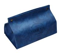 Ujjdwiurgh Caja de pañuelos de piel sintética plegable para servilletas, rectangular, para el hogar, cocina, caja de almacenamiento (azul)