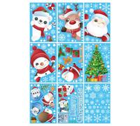 Ujjdwiurgh Calcomanías navideñas de copo de nieve para ventana, calcomanías de Navidad, decoraciones de Navidad, copo de nieve, Papá Noel, reno, calcomanías fáciles de instalar