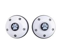 Ujjdwiurgh Campana para mascotas, paquete de 2 campanas de metal para entrenamiento de perros con parte inferior de goma antideslizante, timbre para entrenamiento de orinal, anillo transparente