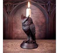 Ujjdwiurgh Candelabro gótico de Halloween, búho, murciélago, adorno de escritorio, portavelas de resina, estatua de animales, fácil de usar