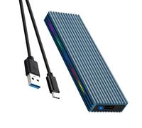 Ujjdwiurgh Carcasa para SSD con Llave M.2 M, 10 Gbps/5 Gbps, Protocolo USB3.1 NGFF, Carcasa MóVil USB-C, AleacióN de Aluminio con Luz RGB, Azul Marino