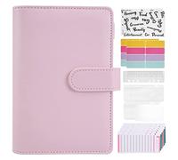 Ujjdwiurgh Carpeta de presupuesto A6 con sobres con cremallera, planificador de presupuesto, organizador de ahorro de dinero, sobres de efectivo para presupuestos, color rosa
