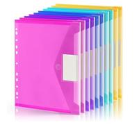 Ujjdwiurgh Carpetas de archivos, paquete de 10, sobres de plástico de 11 anillos, carpeta transparente para documentos con etiqueta, organizador de bolsillo de 3 anillas