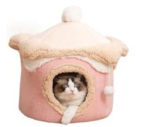 Ujjdwiurgh Casa para Perros y Gatos Cueva CáLido Invierno SueñO Profundo para Mascotas Casa de Helado GeoméTrica CóModo y Divertido para PequeñOs Rosa 40X40Cm