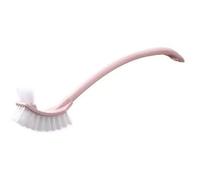 Ujjdwiurgh Cepillo de inodoro de doble cabeza, cepillo curvado de plástico suave para limpieza de baño, color rosa