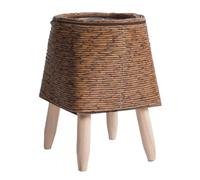 Ujjdwiurgh Cesta de almacenamiento hecha a mano con patas de madera para macetas, fácil de usar, D