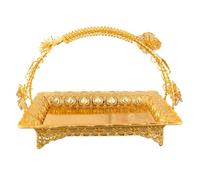 Ujjdwiurgh Cesta de Refrigerios de Frutas Cesta de Refrigerios Multiusos de una Sola Capa de Metal Dorado de Estilo CláSico Europeo para Mesa de Regalo de Sala de Estar