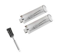 Ujjdwiurgh Cestas Rodantes para Asar para Jaula de Barbacoa Al Aire Libre con Asa, Tubo de Red para Barbacoa, Redonda Grande de Acero Inoxidable D