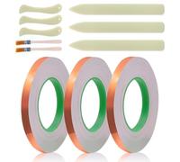 Ujjdwiurgh Cinta de cobre de 7/32 pulgadas con respaldo de lámina de cobre para vidrieras, 3 rollos de cintas de 55 yardas con raspadores y placas de cepillo