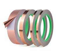 Ujjdwiurgh Cinta de lámina de cobre para vidrieras, (1 pulgada, 1/2 pulgada, 1/4 pulgadas, 1/5 pulgadas x 66 pies), adhesivo eléctricamente conductor para guitarra, fácil instalación