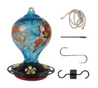 Ujjdwiurgh Comedero para Pájaros con 5 Perchas Comederos para Pájaros de Vidrio Soplado A Mano para Colgar Al Aire Libre 30 Onzas Líquidas,D