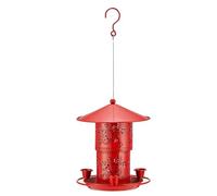 Ujjdwiurgh Comedero para Pájaros de Doble Capa de Metal Colgante Al Aire Libre Comedero de Agua para Pájaros Anti-Ardilla