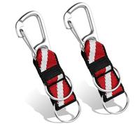 Ujjdwiurgh Conector de doble anillo dividido con clips, paquete de 2 mosquetones de acero inoxidable y correa de cincha