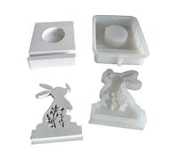 Ujjdwiurgh Conejo de Pascua Portavelas Molde de Silicona Conejo Beso Mariposa Candelabro Molde DIY Aromaterapia Molde de Yeso