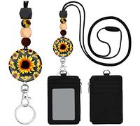 Ujjdwiurgh Cordones de girasol para tarjetas de identificación y llaves, bonito soporte para tarjetas de identificación con cordón, para mujeres, maestras, enfermeras