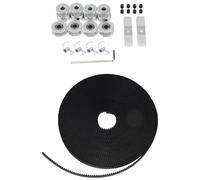 Ujjdwiurgh Correa dentada de 5 x 6 mm + 4 poleas de 20 dientes de 5 mm de diámetro interior + 4 tensores + 4 piezas de torsión de resorte tensor + 2 soportes de abrazadera de engranaje y llave