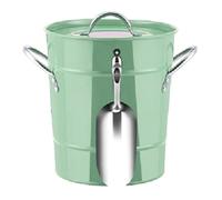 Ujjdwiurgh Cubo de Hielo Retro de 3,4 L con Tapa Pinzas para Hielo Aislamiento FríO de Doble Capa Enfriador de Cerveza para Vino Cubo de Almacenamiento de Cubitos de Hielo para ChampáN