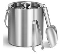 Ujjdwiurgh Cubo de hielo y tapa incluidos, recipiente de acero inoxidable aislado bien hecho, ideal para cócteles, fiestas, refrigeración de vino, capacidad de 2 litros