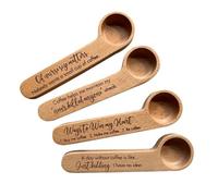 Ujjdwiurgh Cuchara Medidora de Café 2 en 1, Cuchara de Café Grabada en Madera y Clip para Bolsa, Herramientas de Cocina, Cuchara de Café