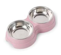 Ujjdwiurgh Cuencos dobles para mascotas, alimentador de agua de acero inoxidable para mascotas, comedero para gatos, cachorros, accesorios para perros, color rosa