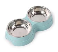 Ujjdwiurgh Cuencos dobles para mascotas, alimentador de agua de acero inoxidable para mascotas, comedero para gatos, cachorros, accesorios para perros, color verde